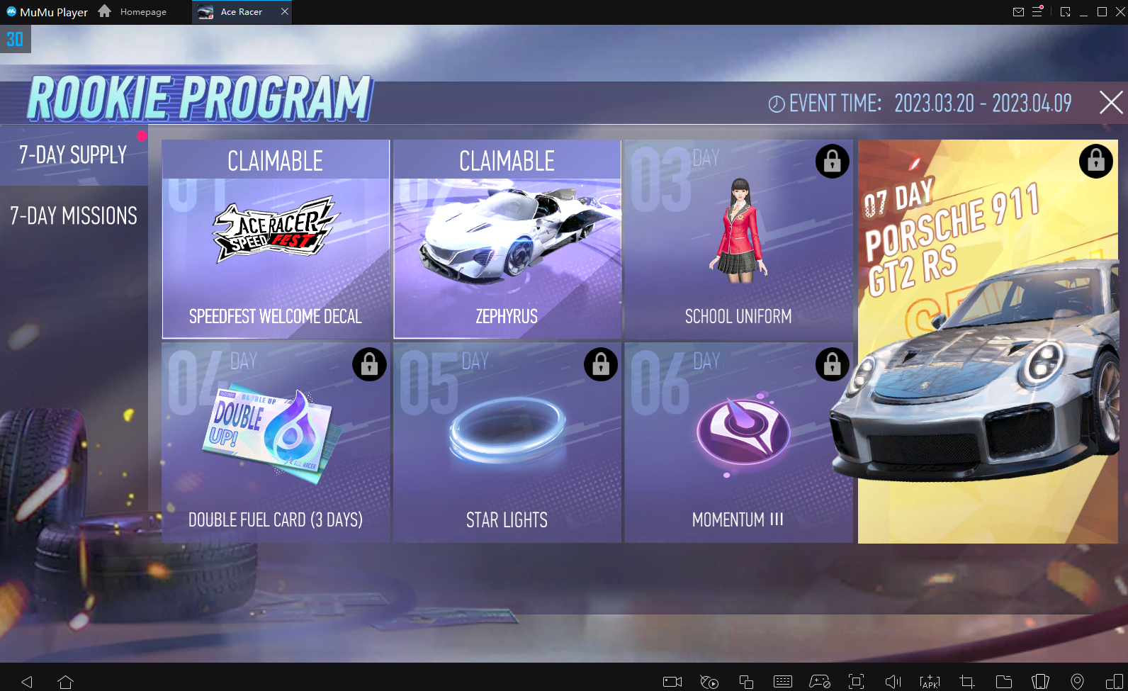 rookie program ace racer