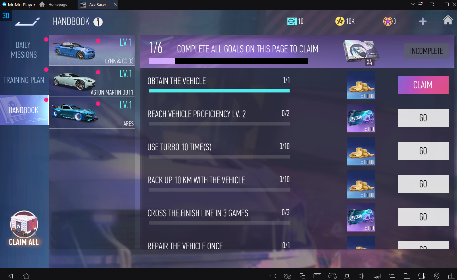 handbook ace racer
